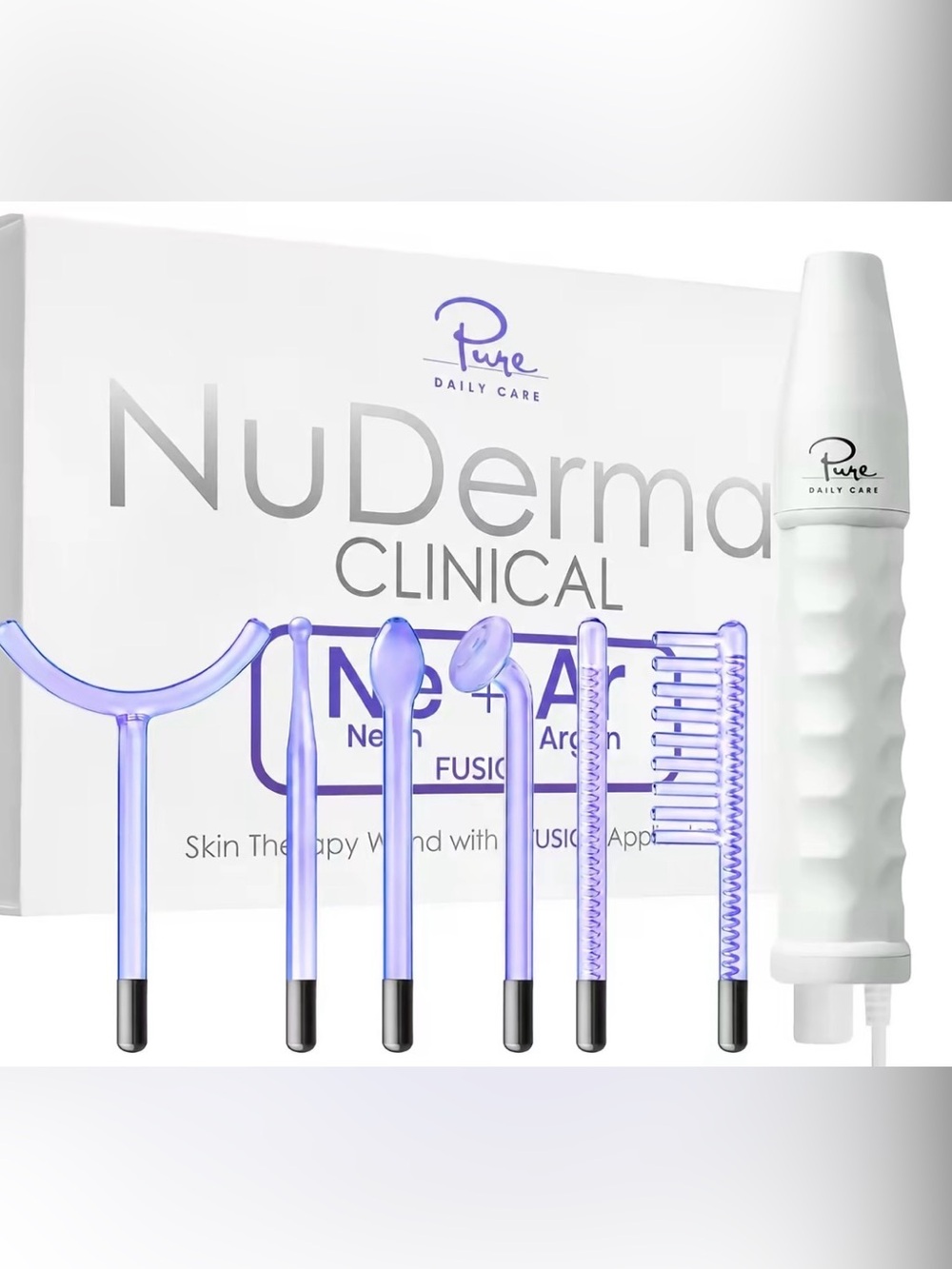 Pure Daily Care NuDerma Clinical High Frequency Skin Therapy Wand NIB